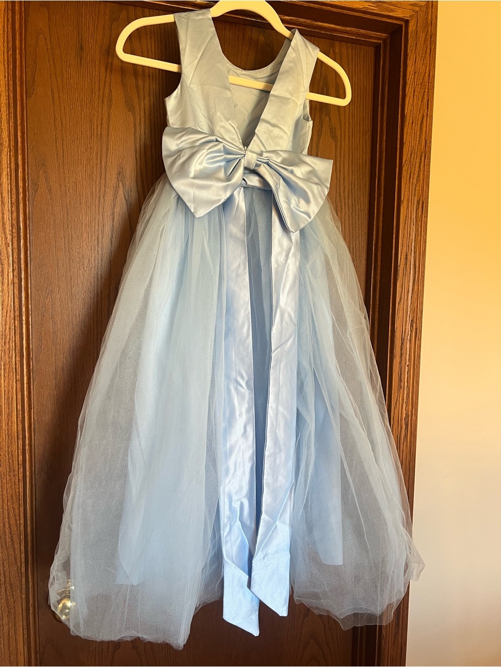 NWT Flower Girl Dress Size 8 Light Blue Tulle Bow-Back Formal Dress for Girls